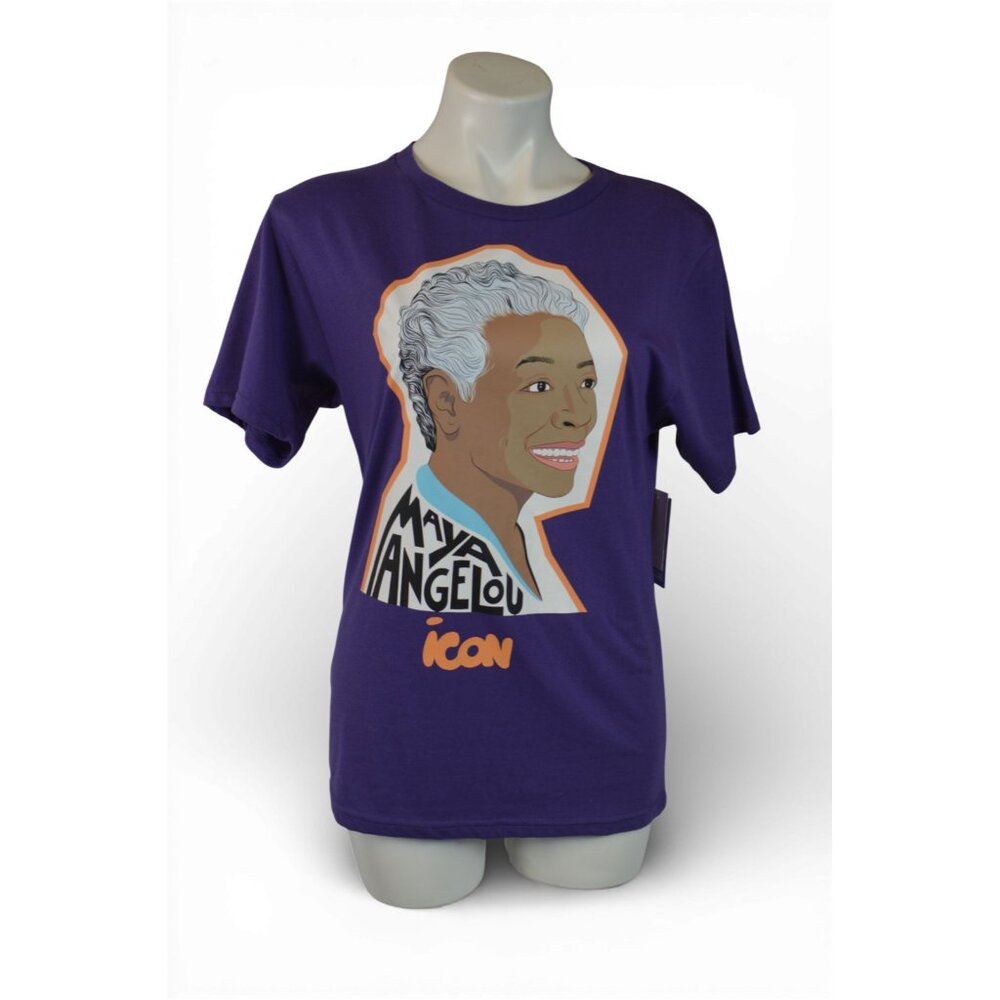 Maya Angelou Poet Icon T-Shirt Purple Graphic Tee Women’s Small NWT